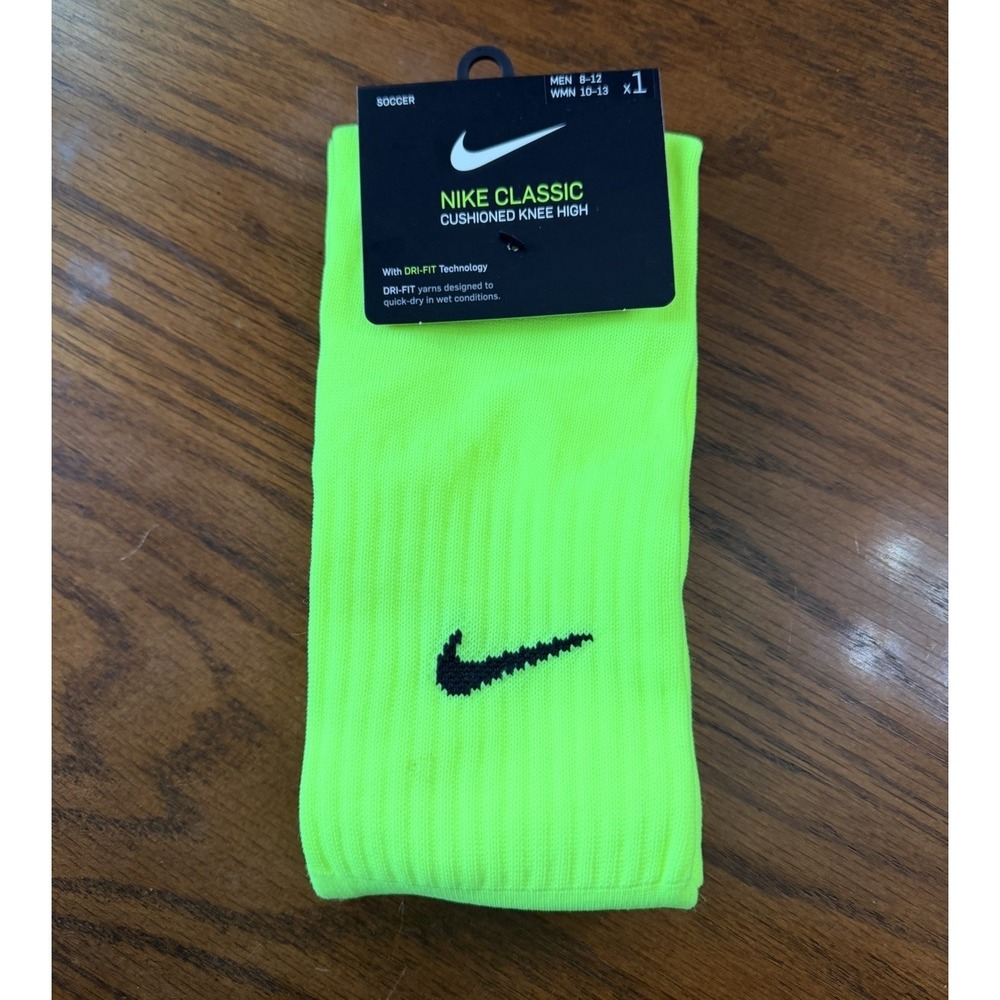 Nike Classic Cushioned Knee High Yellow Soccer Socks, SX5728-702, M 8-12 W 10-13